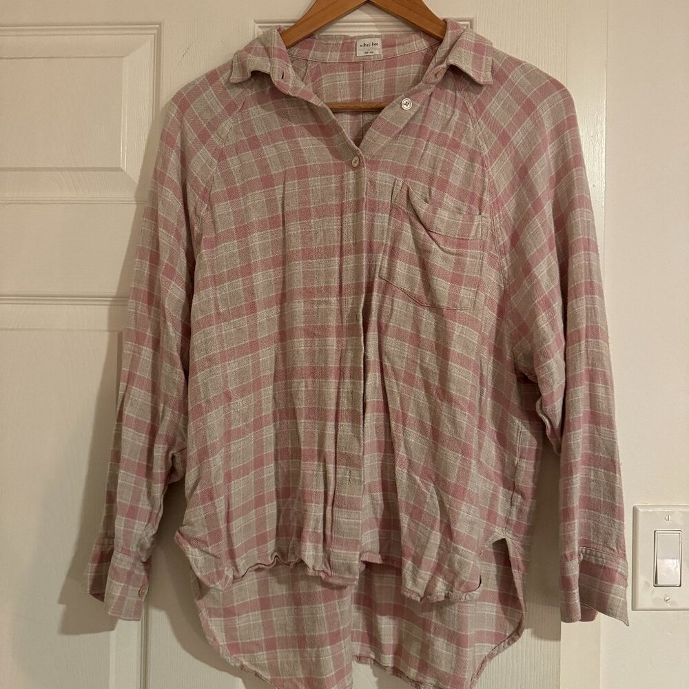 Aritzia Women's Pink and Cream Flannel